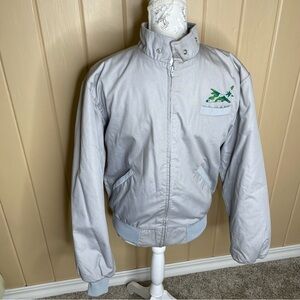 VINTAGE Aviation Jacket K-Brand Gray Full Zip 80s Retro Small